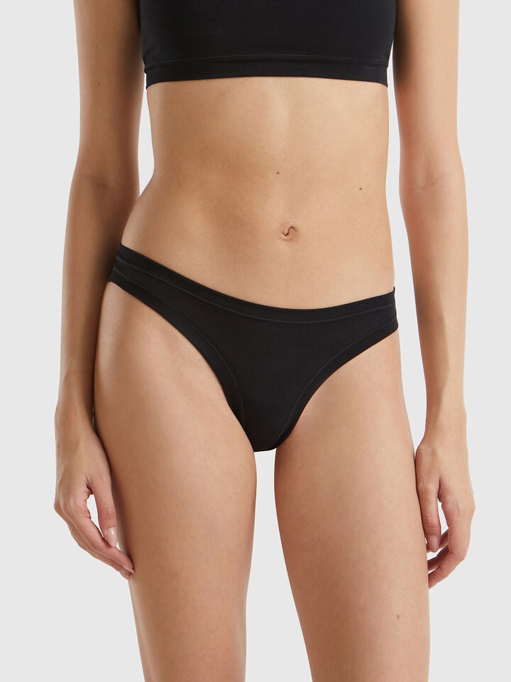 benetton Brazilian underwear in super stretch cotton Black
