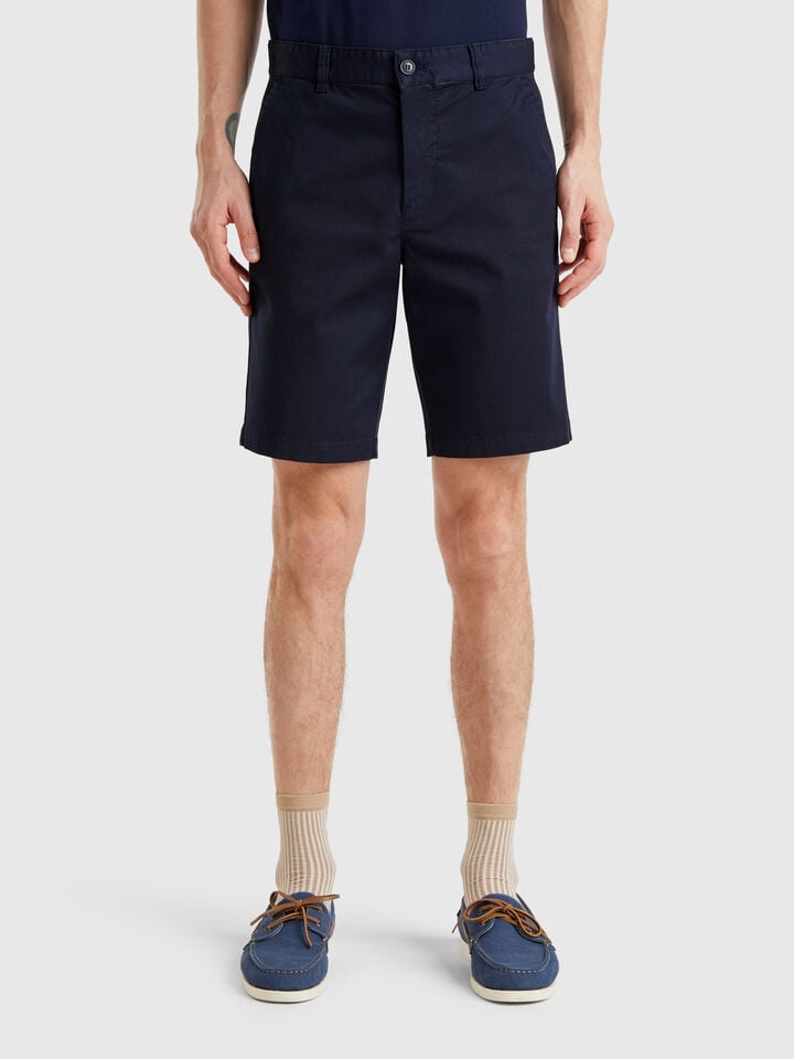 benetton Chino bermudas in stretch cotton Dark Blue