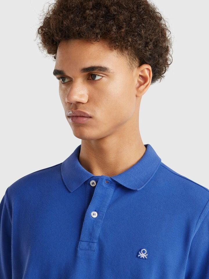 Benetton Cornflower Blue Regular Fit Polo Bright Blue