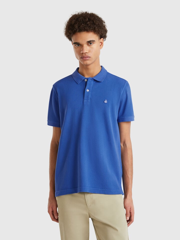 benetton Cornflower blue regular fit polo Bright Blue