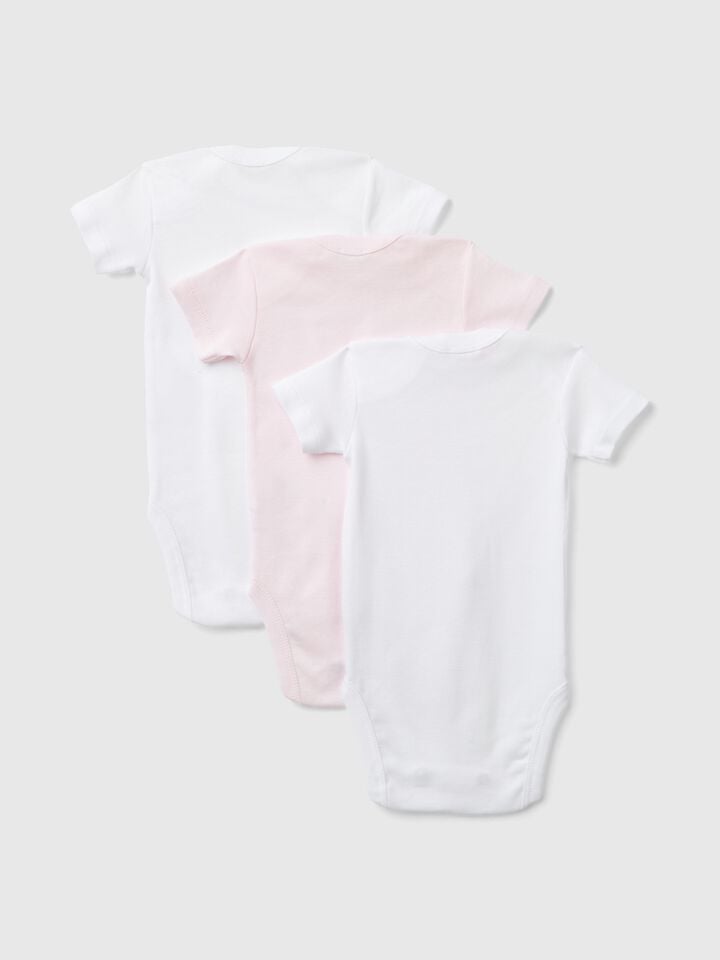 Benetton Cotton Solid Color Bodysuit Set Multi-color