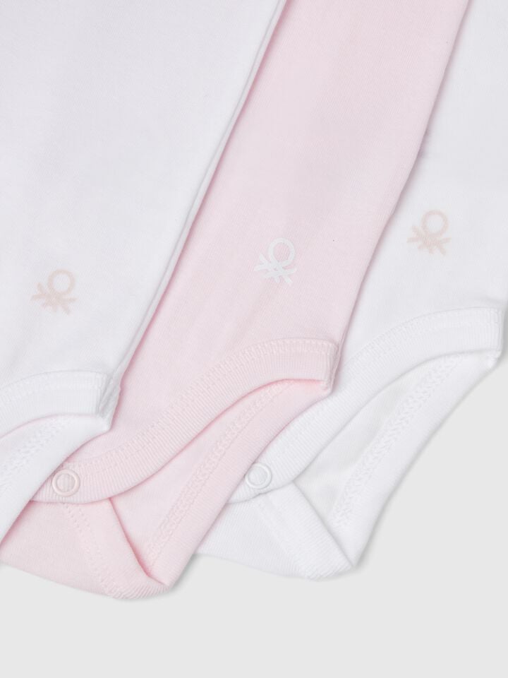 Benetton Cotton Solid Color Bodysuit Set Multi-color