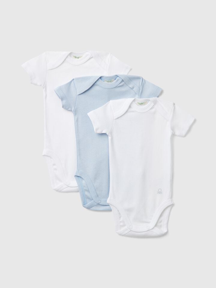 benetton cotton solid color bodysuit set Multi-color