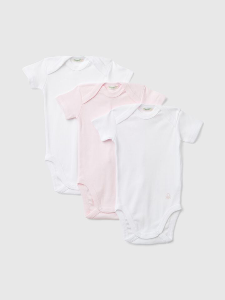 Benetton Cotton Solid Color Bodysuit Set Multi-color