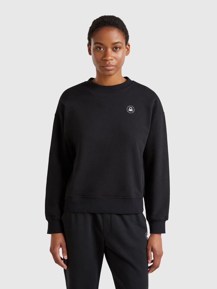 benetton Crew neck sweatshirt in cotton blend Black