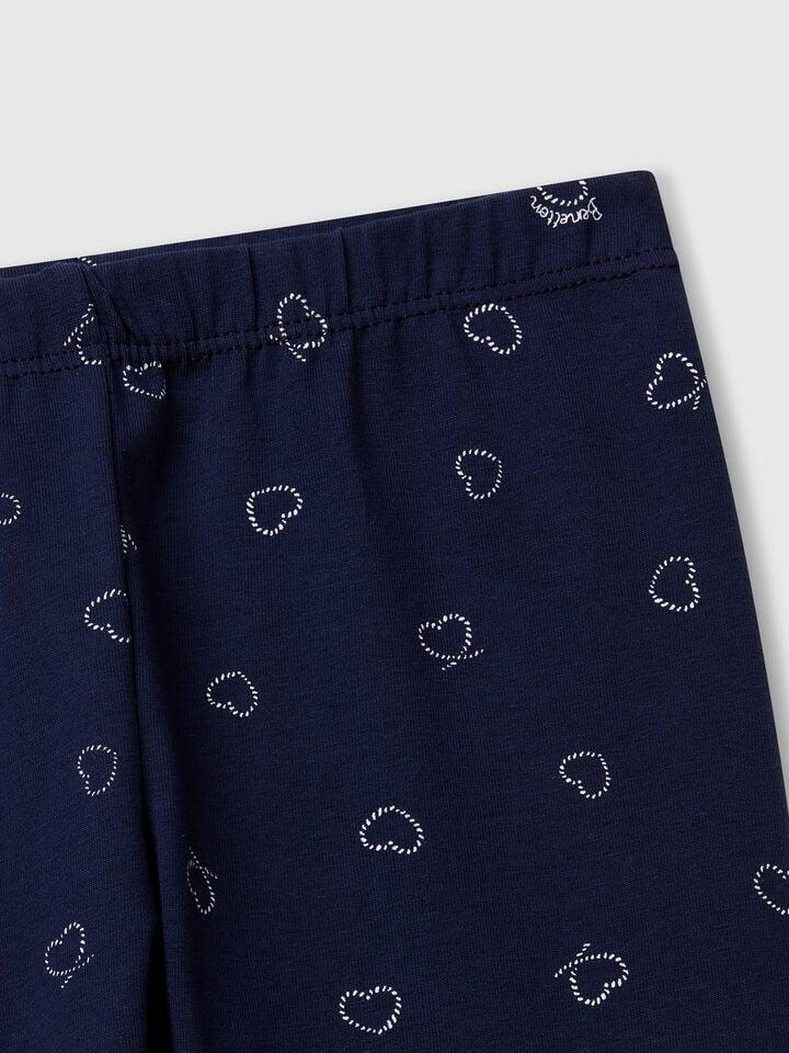 Benetton Dark Blue Leggings With Heart Print Dark Blue