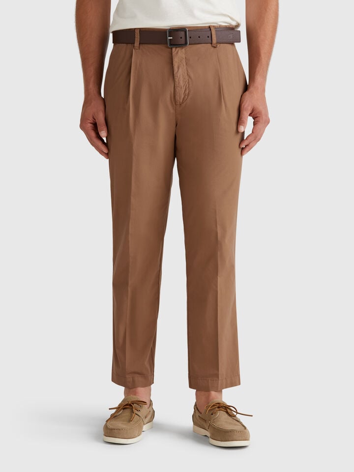 benetton Denim trousers in lightweight cotton Brown