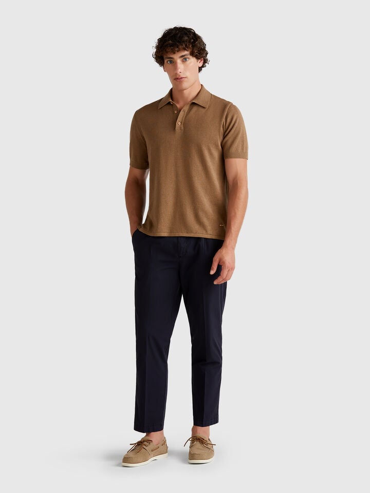 Benetton Denim Trousers In Lightweight Cotton Dark Blue