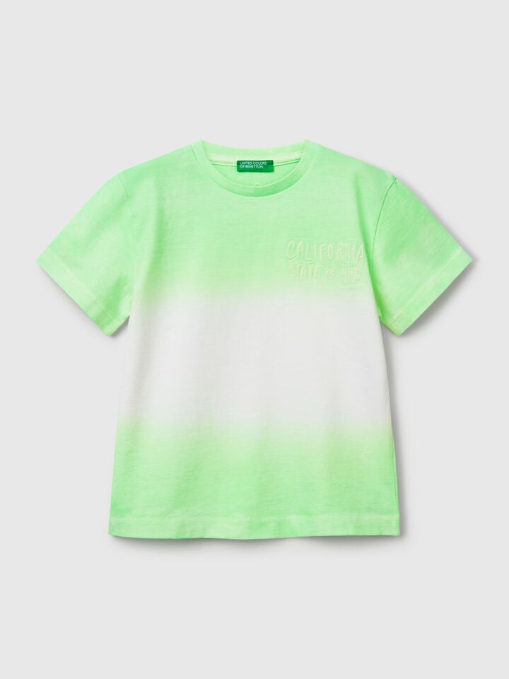 benetton Dip-dye t-shirt with embroidery Light Green