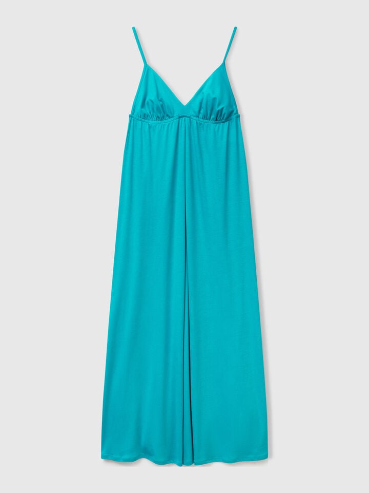 Benetton Dress In Viscose And Cotton Blend Turquoise
