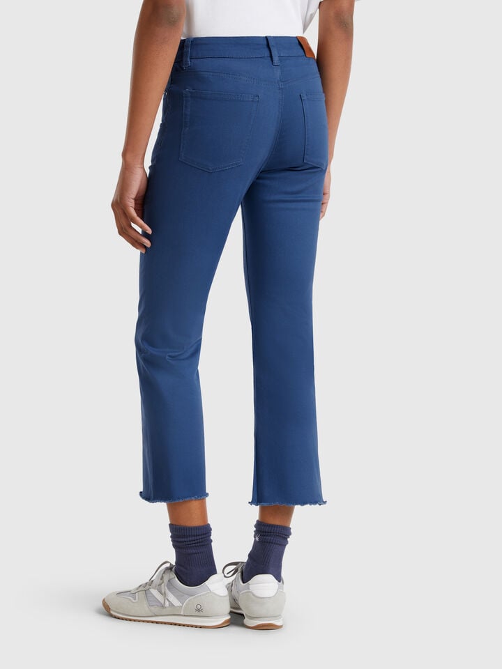 Benetton Five Pocket Cropped Trousers Air Force Blue