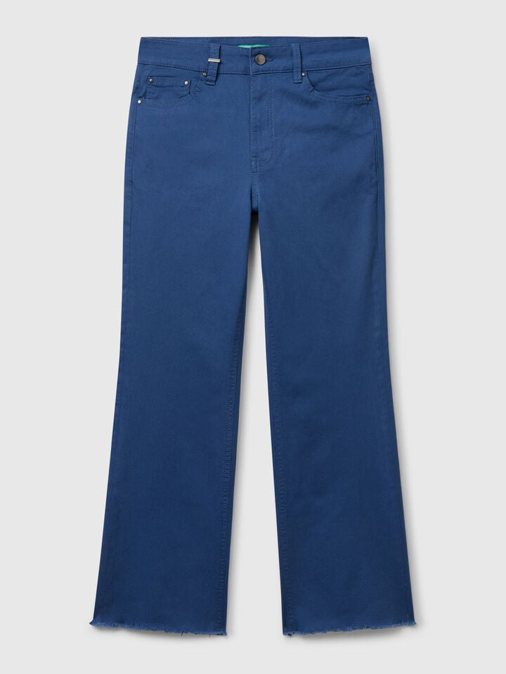 Benetton Five Pocket Cropped Trousers Air Force Blue