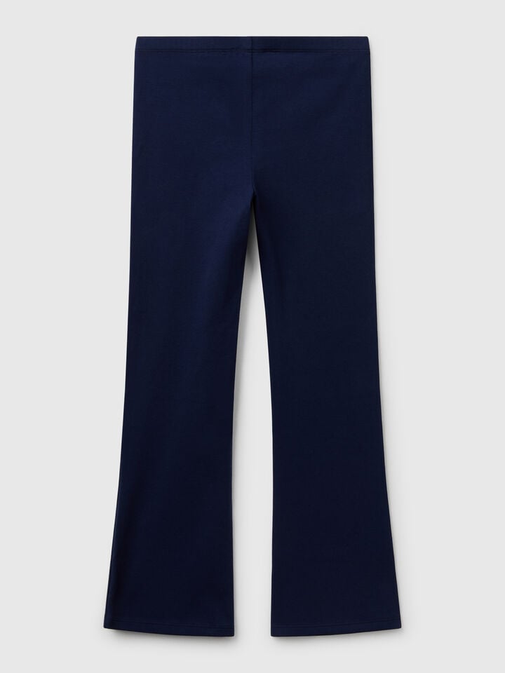 Benetton Flared Leggings In Stretch Cotton Dark Blue