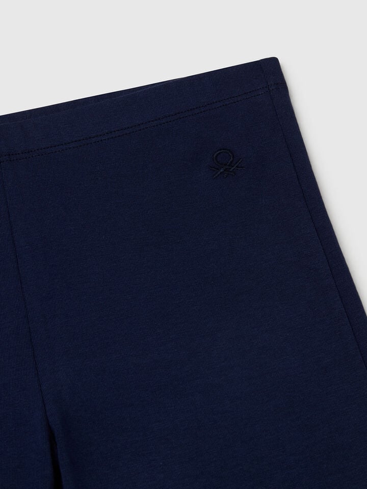 Benetton Flared Leggings In Stretch Cotton Dark Blue