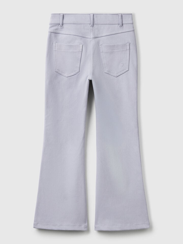 Benetton Flared Trousers In Stretch Cotton Periwinkle