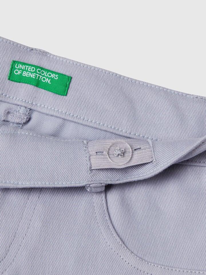 Benetton Flared Trousers In Stretch Cotton Periwinkle