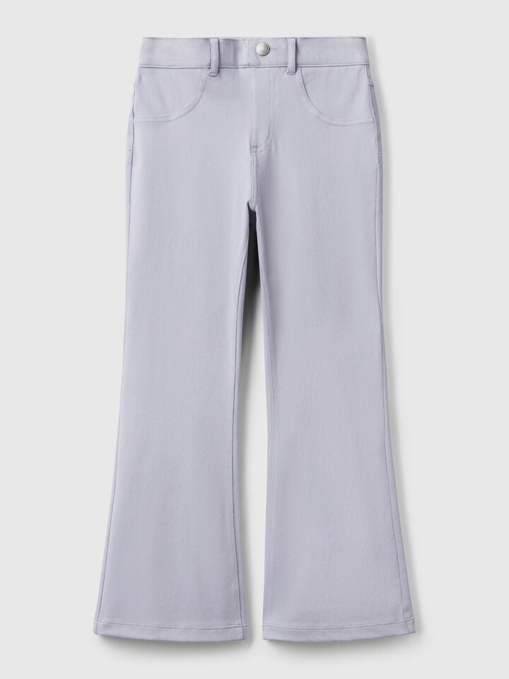 benetton Flared trousers in stretch cotton Periwinkle
