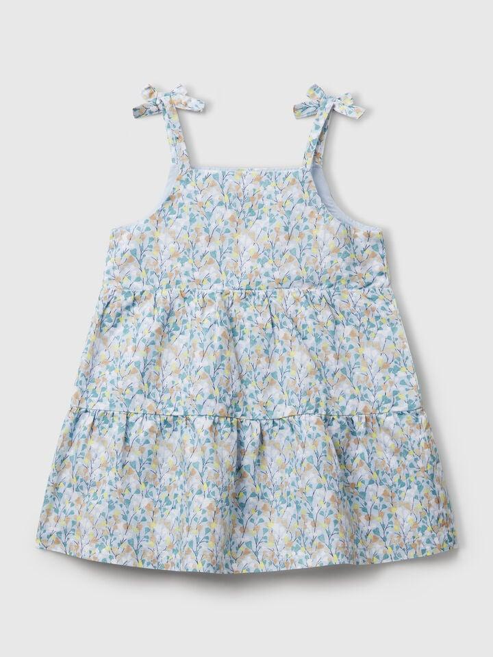 Benetton Flounced Dress With Flower Print Multi-color