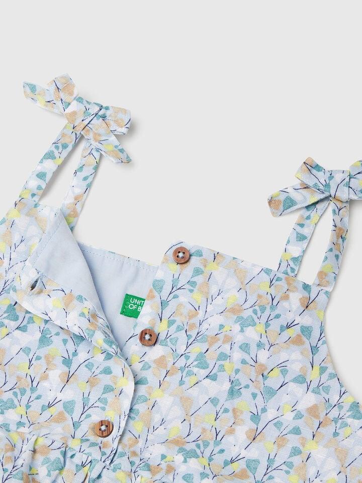 Benetton Flounced Dress With Flower Print Multi-color