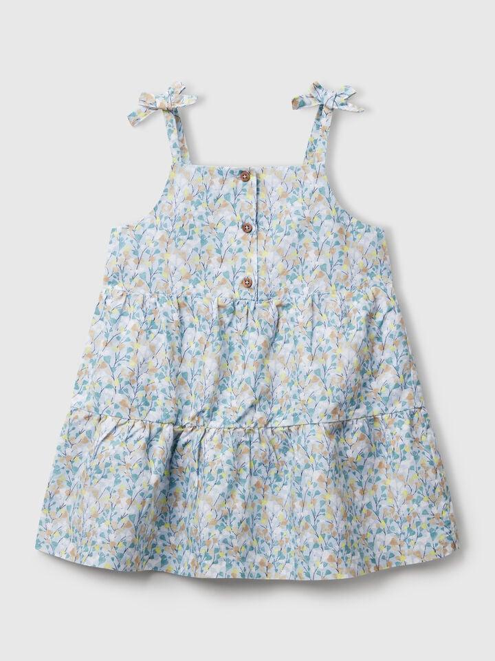benetton Flounced dress with flower print Multi-color