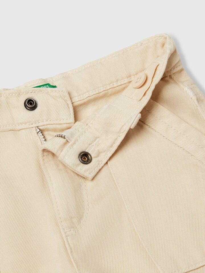 Benetton Flowy Trousers With Tapered Leg Creamy White