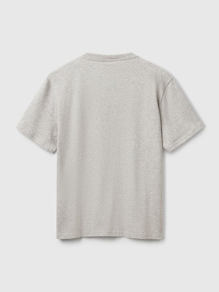 Benetton Gray Cotton T-shirt With Multicolor Logo Gray