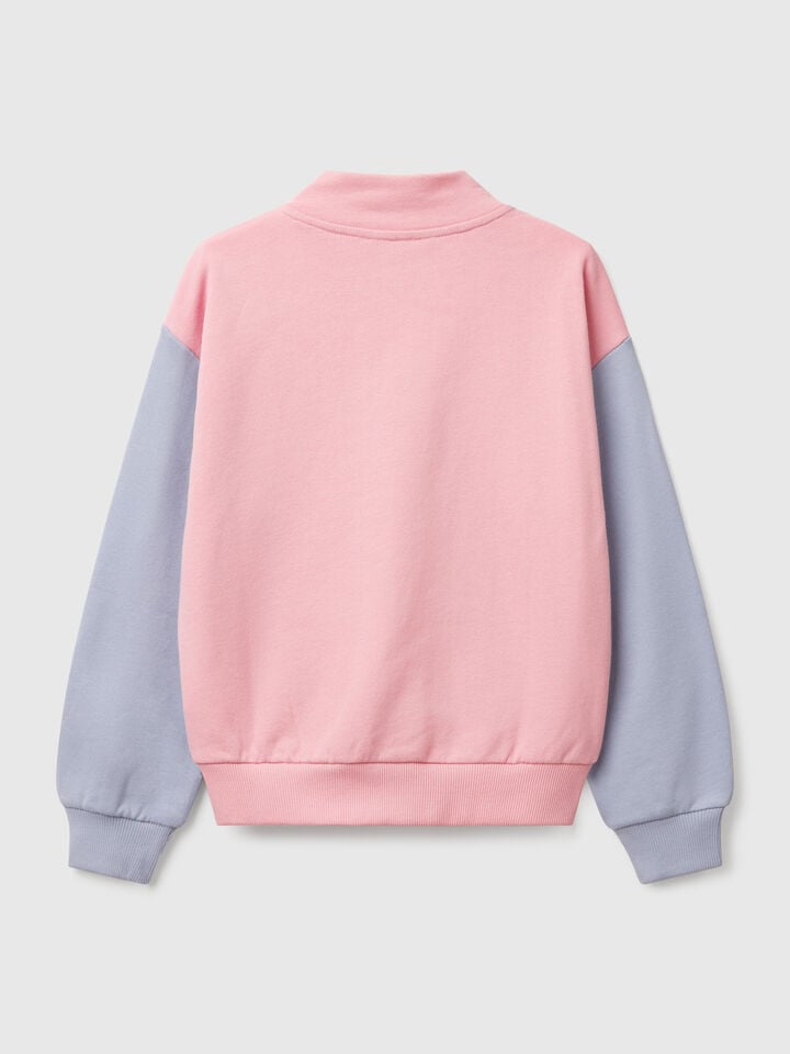 Benetton High Neck Sweatshirt With Zipper Multi-color