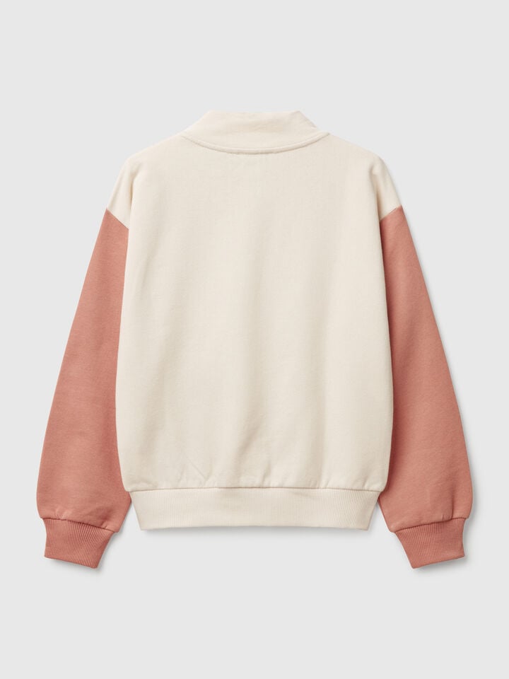 Benetton High Neck Sweatshirt With Zipper Multi-color