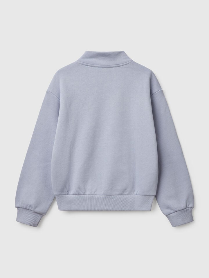 Benetton High Neck Sweatshirt With Zipper Periwinkle