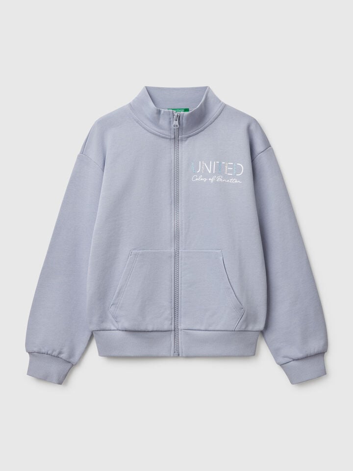 Benetton High Neck Sweatshirt With Zipper Periwinkle