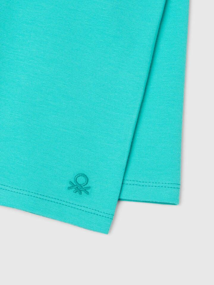 Benetton Knee-length Stretch Cotton Leggings Neon Sky Blue