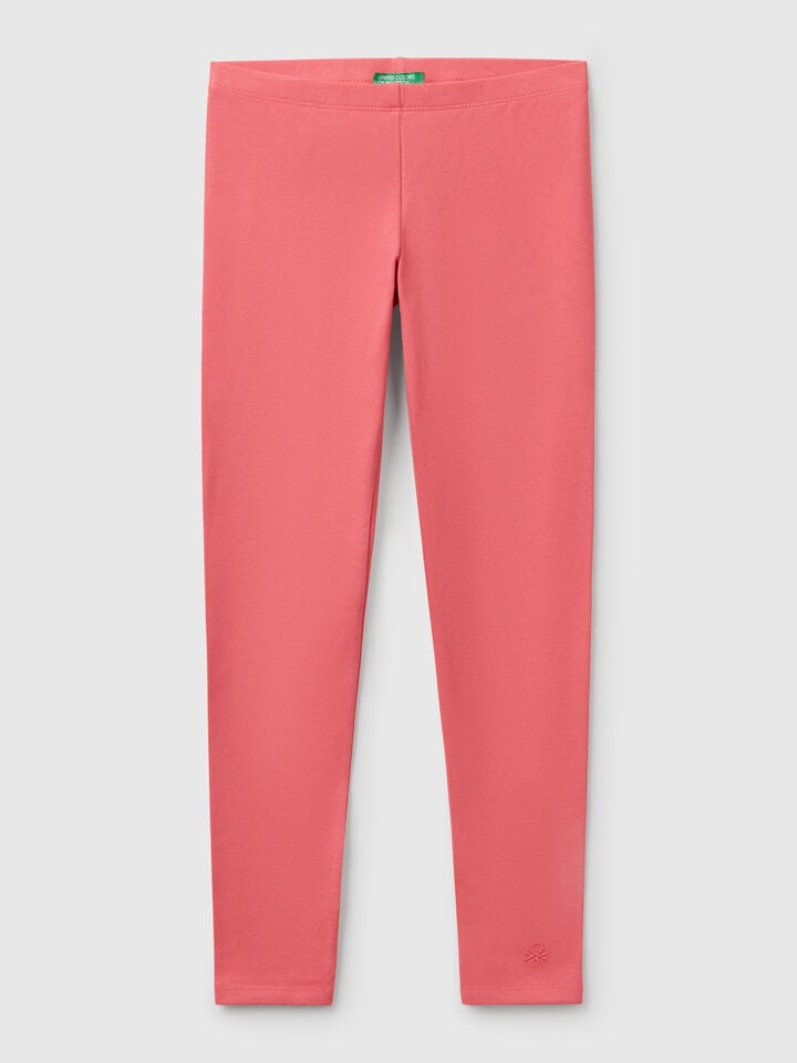 benetton Leggings in stretch cotton with logo Cyclamen