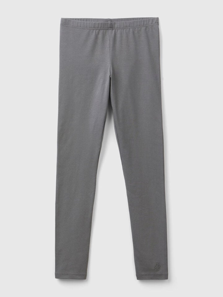 benetton Leggings in stretch cotton with logo Dark Gray