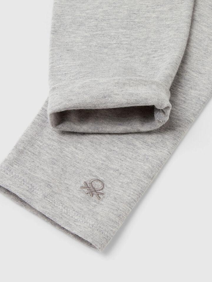 Benetton Leggings In Stretch Cotton With Logo Light Gray
