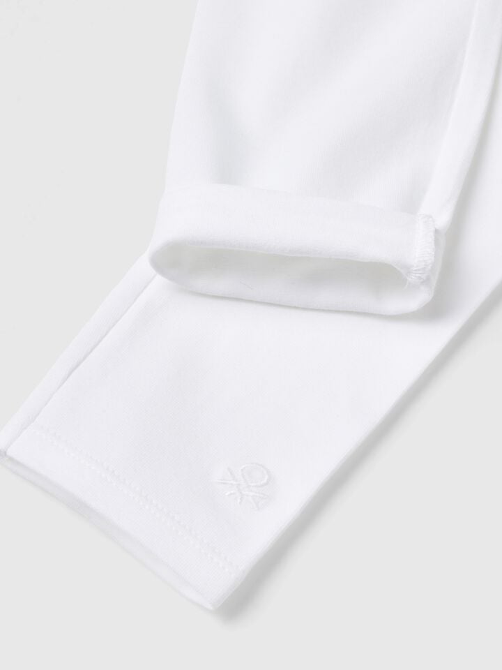 Benetton Leggings In Stretch Cotton With Logo White