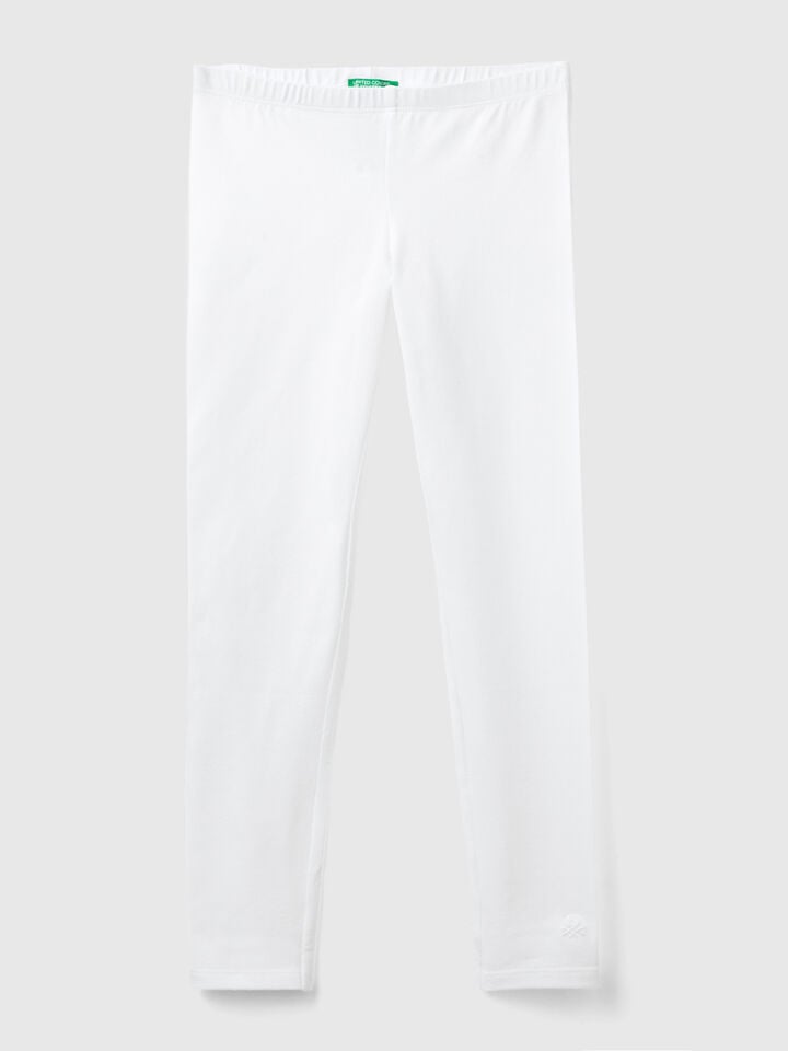 benetton Leggings in stretch cotton with logo White