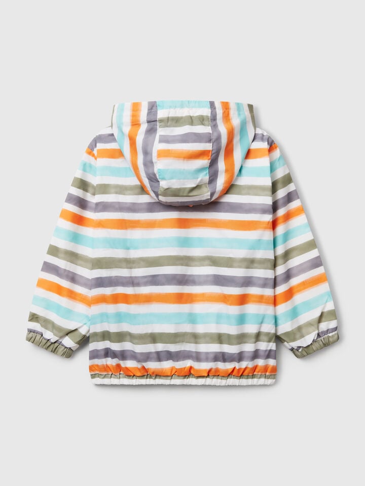 Benetton Lightweight Striped Jacket With Hood Multi-color