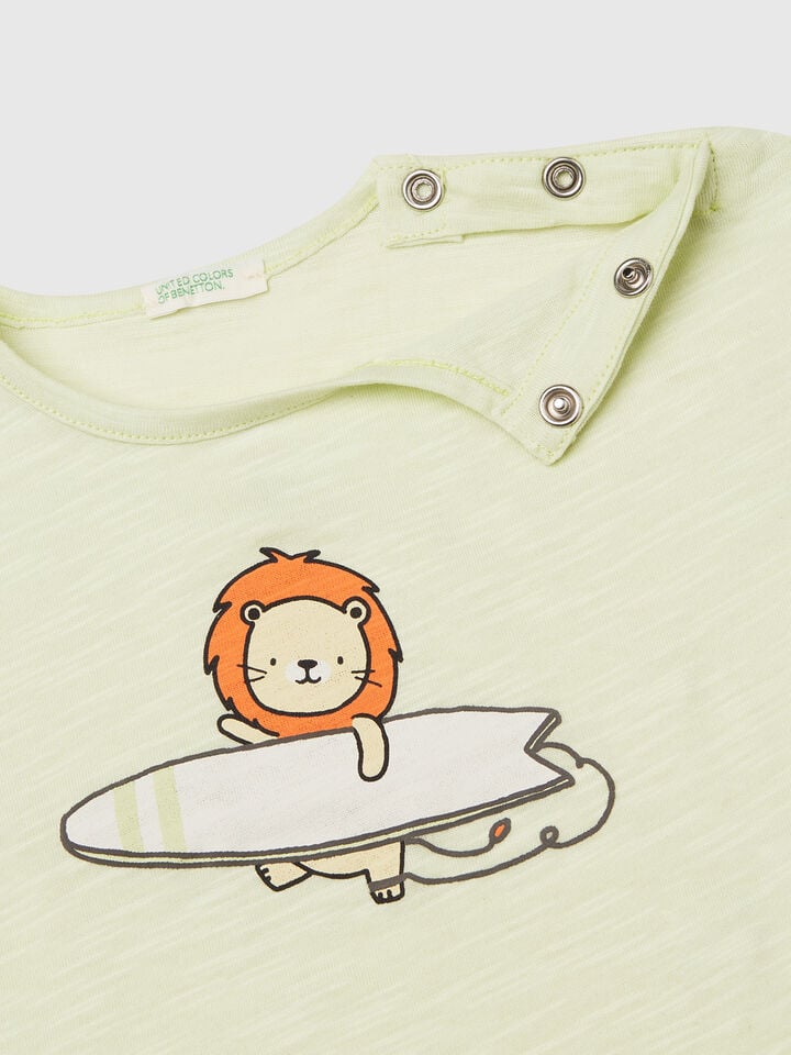 Benetton Lightweight T-shirt And Shorts Set Light Green