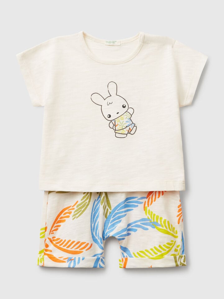 benetton Lightweight t-shirt and shorts set Multi-color