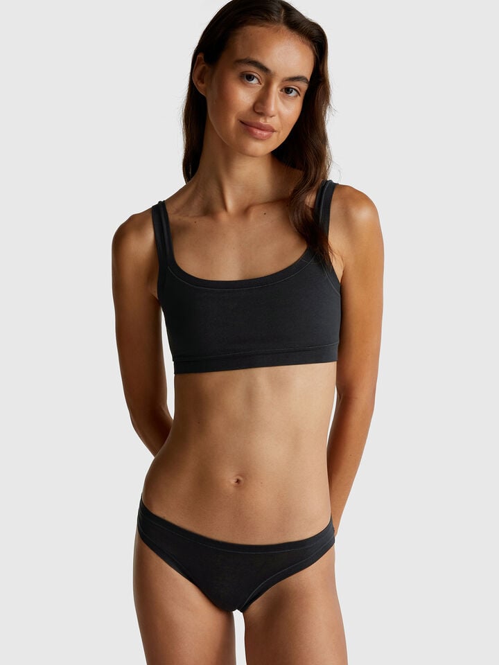 Benetton Low Rise Underwear In Super Stretch Cotton Black