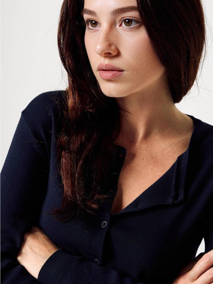 Benetton Midnight Blue 100% Cotton Cardigan Dark Blue