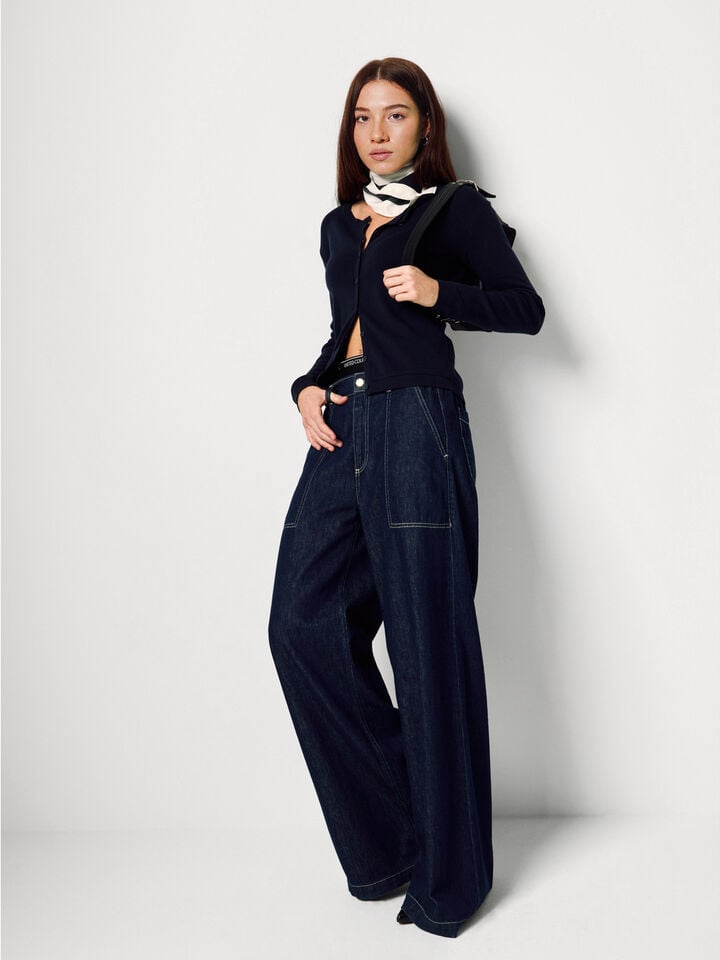 Benetton Midnight Blue 100% Cotton Cardigan Dark Blue