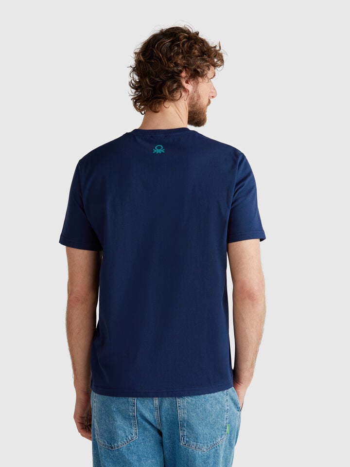 Benetton Midnight Blue T-shirt With Graphic Dark Blue