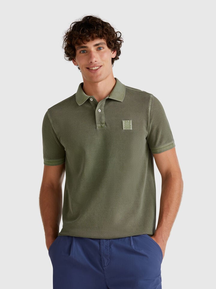 benetton Military green regular fit polo Military Green