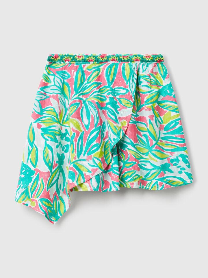 benetton Mini skirt with tropical print Multi-color