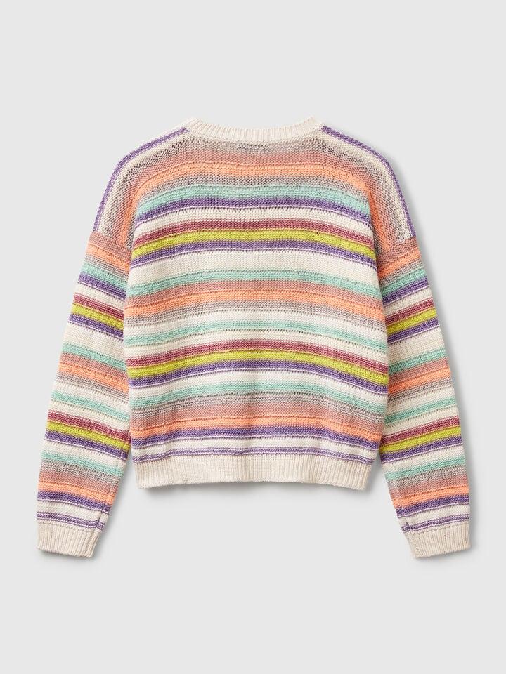 Benetton Multicolor Striped Sweater With Lurex Multi-color