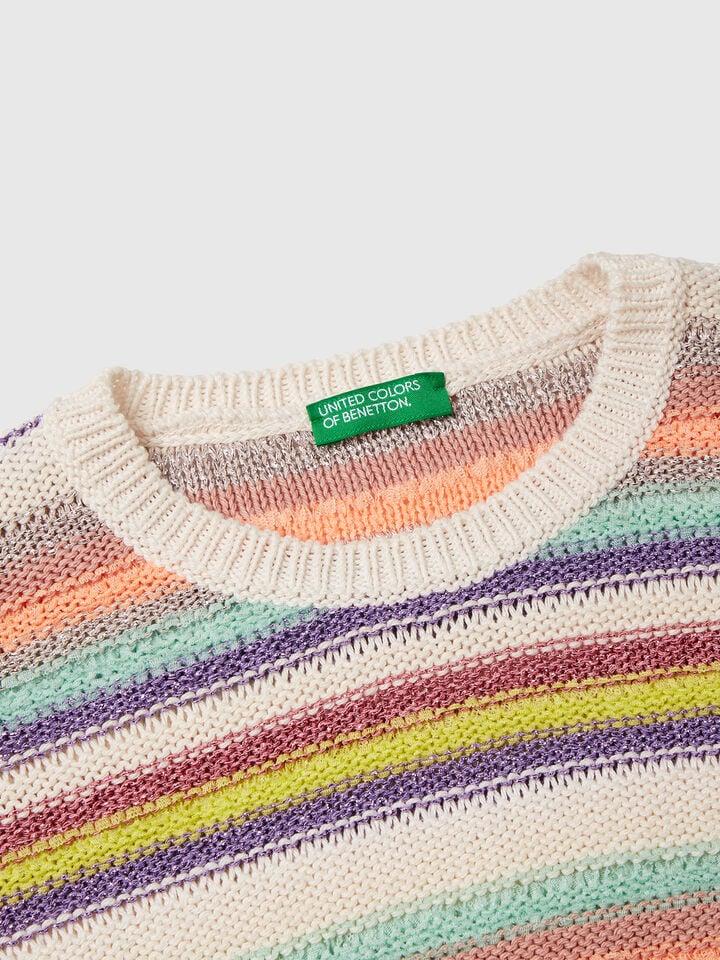 Benetton Multicolor Striped Sweater With Lurex Multi-color