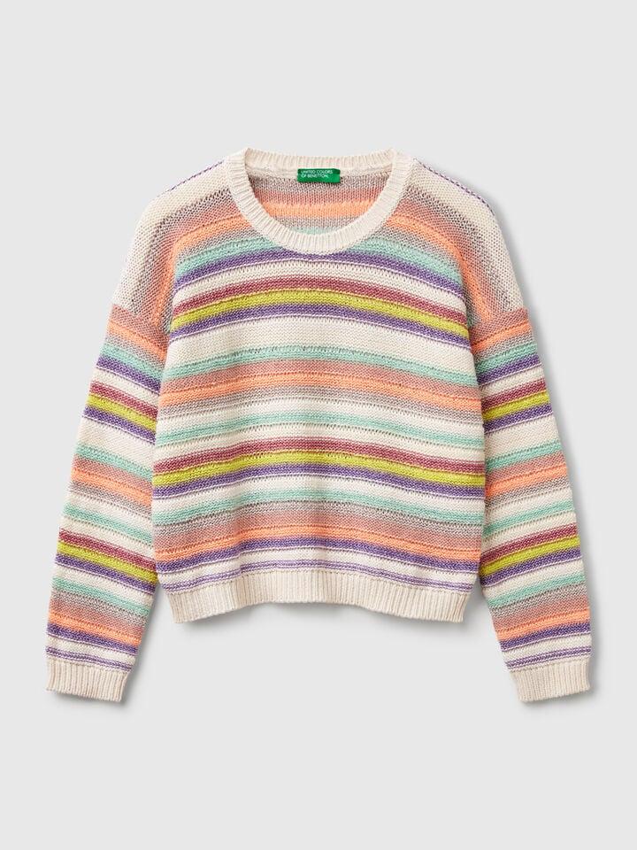 benetton Multicolor striped sweater with lurex Multi-color