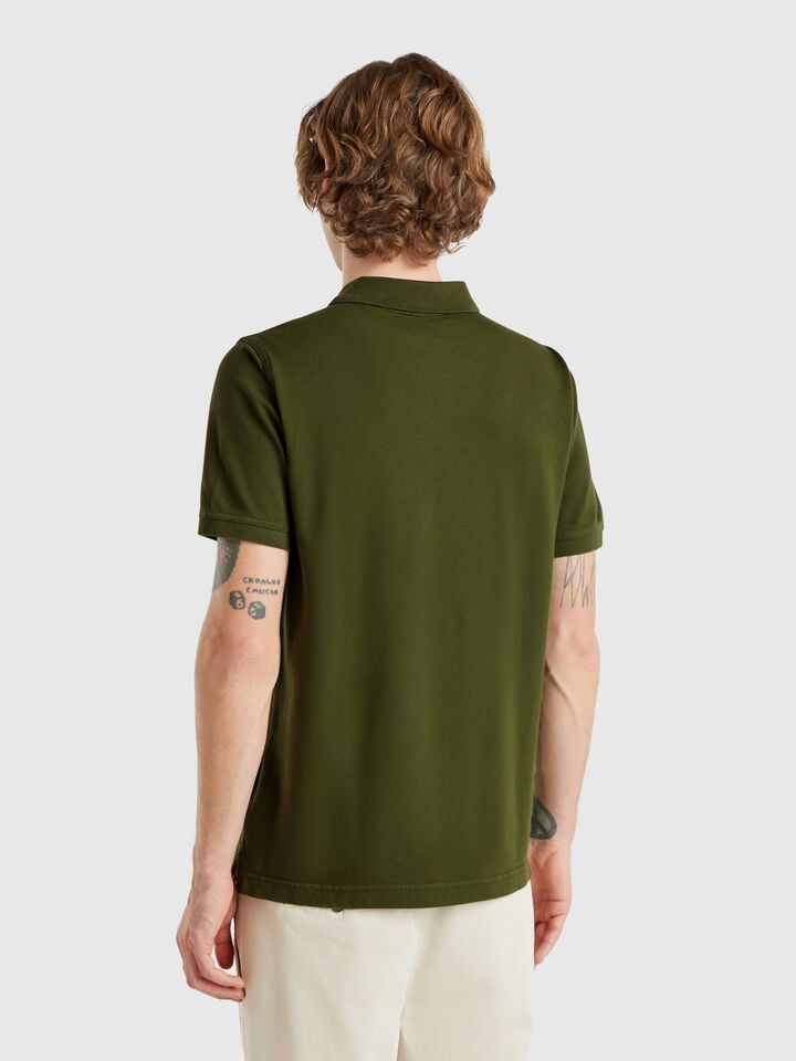 Benetton Olive Green Slim Fit Polo Shirt Olive Green