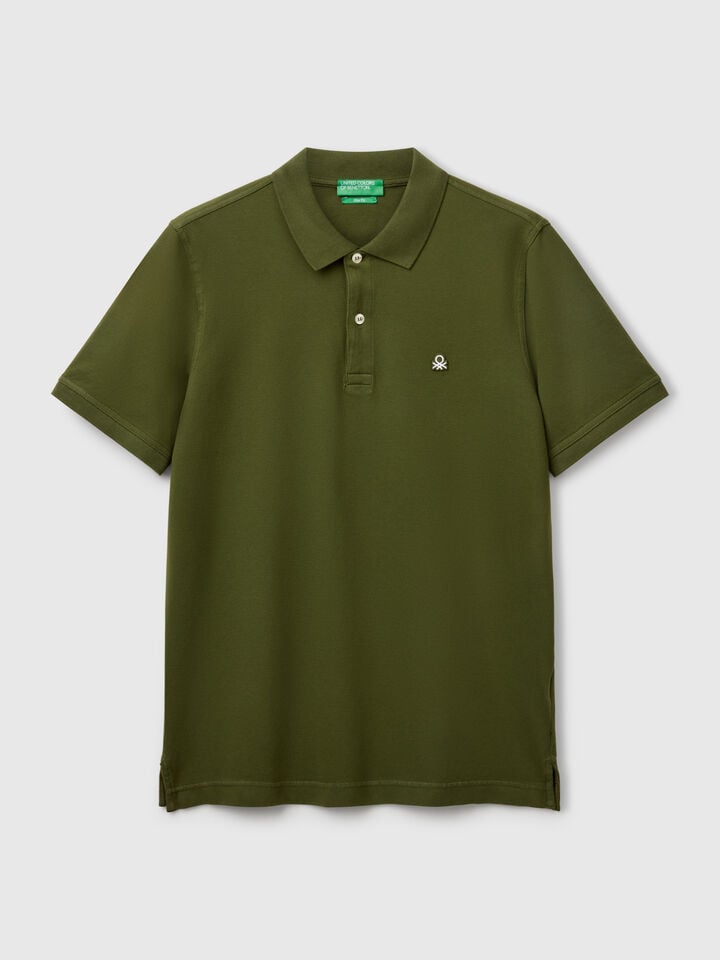 Benetton Olive Green Slim Fit Polo Shirt Olive Green